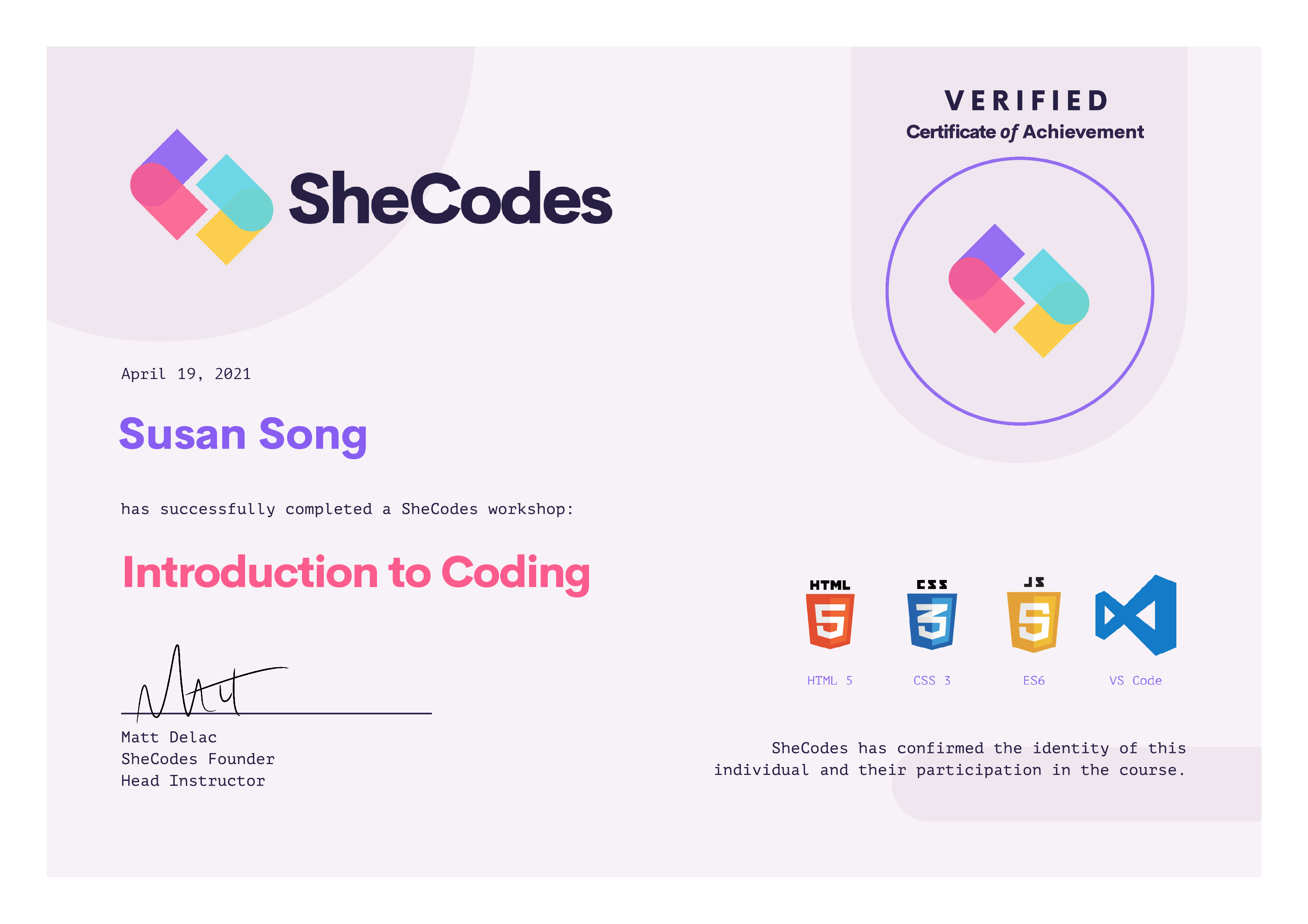 Basics: Introduction to Coding Certificate