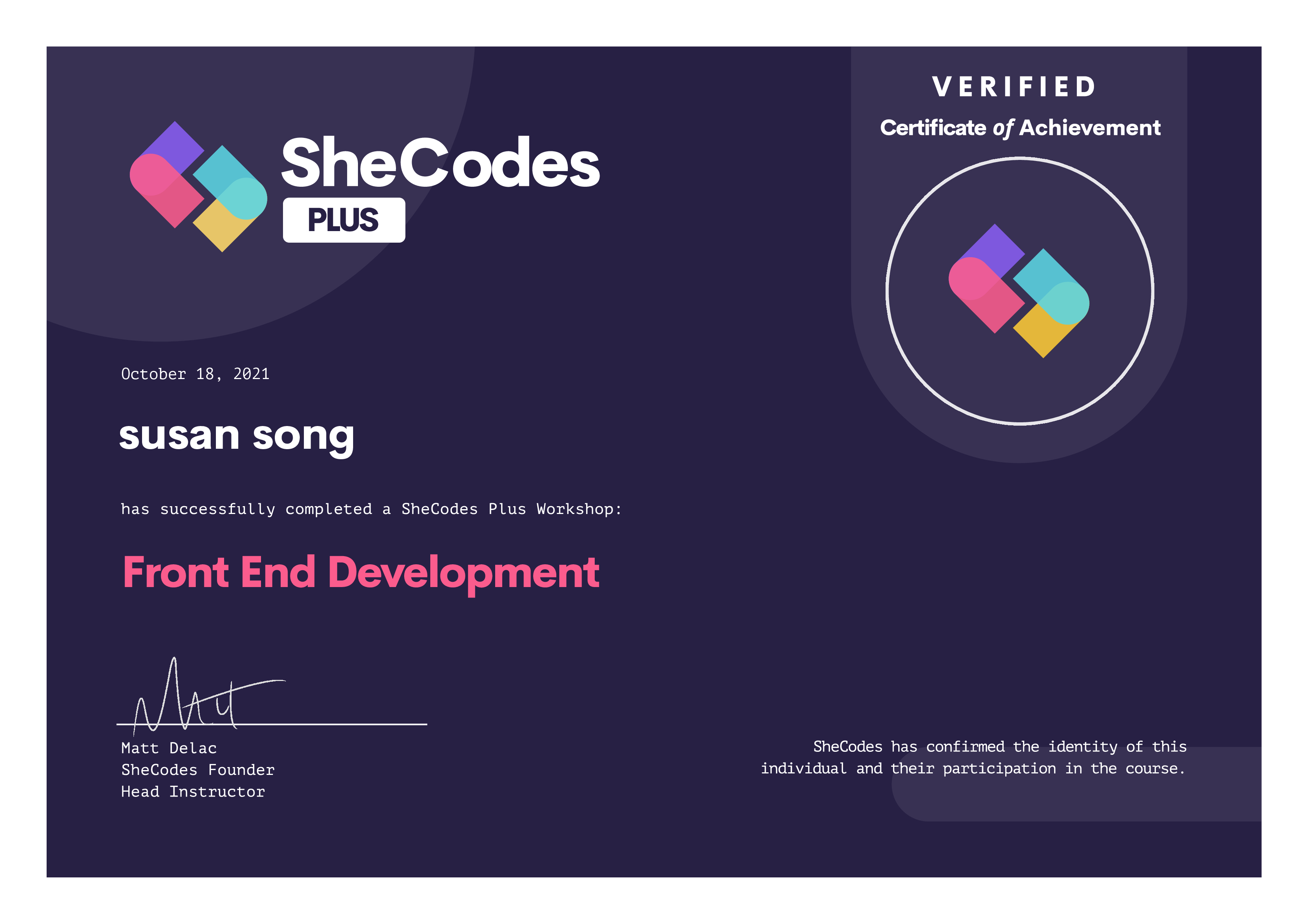 Plus: Front End Development Certificate